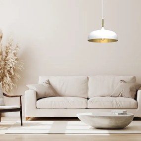 Lampadario su corda LINCOLN 1xE27/60W/230V d. 35 cm bianco