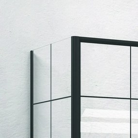 Cabina doccia 140x70 profili neri e vetro con  riquadri neri NICO-D3000S - KAMALU