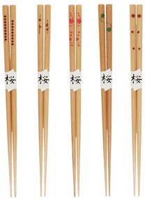 Bacchette in set di colore naturale in legno 5 pz Delicate – Rex London