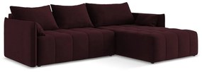 Divano angolare burgundy allungabile/con contenitore (con penisola a destra/con chaise lounge) Moku – Makamii