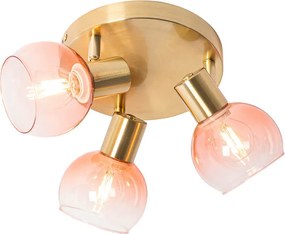 Faretto da soffitto intelligente oro con vetro rosa incl. 3 Wifi P45 - VIDRO