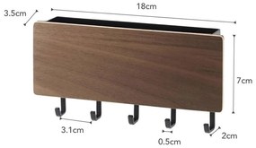 Portachiavi nero con ripiano ed elemento in legno Yamazaki Rin - YAMAZAKI