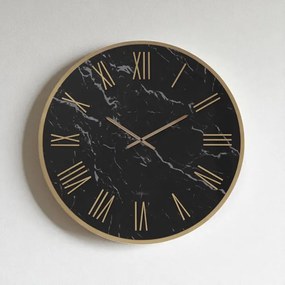 Orologio rotondo D60 cm in kerlite Nero con dettagli Rame BLAISE