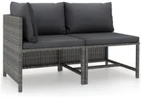 Set Divani da Giardino 2 pz con Cuscini in Polyrattan Grigio 313506