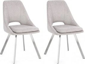Set 2 Sedie 45x49,5x85 cm Kashar in Tessuto Grigio Chiaro...