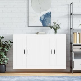 Armadietti A Parete 2 Pz Bianchi İn Legno Multistrato /