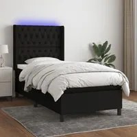 Letto a Molle con Materasso e LED Nero 90x190 cm in Tessuto 3138519