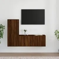 Set Mobili Porta TV 2 pz Rovere Marrone in Legno Multistrato 3188741