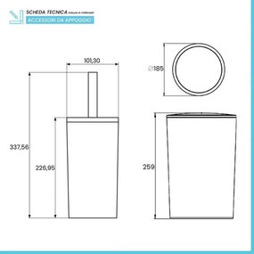 Set accessori bagno da appoggio 5 pezzi in plastica nero Glim