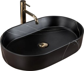 Lavabo da appoggio in ceramica Rea Nadia Stone Black Matt