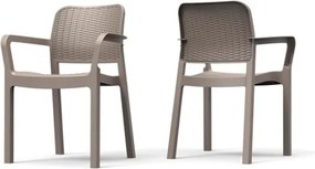 Sedia Da Giardino Impilabile Con Braccioli In Resina Effetto Intrecciato Bella Keter Cappuccino