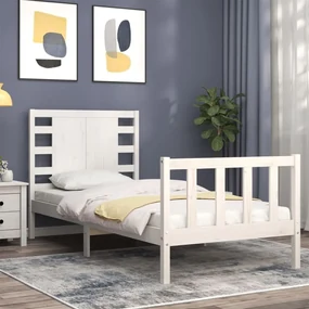 Giroletto con testiera bianco small single legno massello