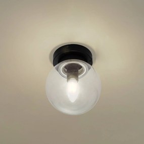 Lucande Badolo plafoniera, nero, vetro, Ø 15 cm, IP44