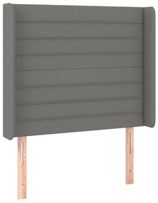 Letto a Molle Materasso e LED Grigio Scuro 100x200cm in Tessuto