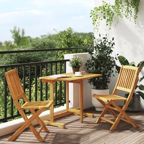 Set Da Pranzo Da Giardino Pieghevole 3 Pz İn Massello Di Acacia /