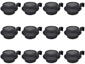 Lampade Solari Da Esterno Per Recinzioni 12 Pz Led Nero /