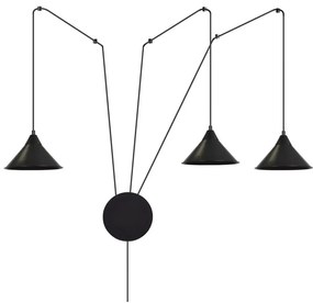 Lampadario a sospensione con filo ABRAMO 3xE27/15W/230V nero