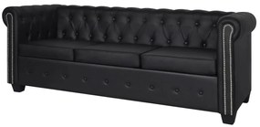 Divani chesterfield a 2 posti e a 3 posti in similpelle nero