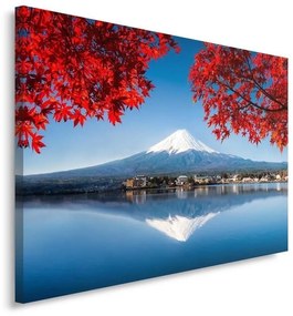 Quadro su tela, Giappone Montagna Fuji Rosso  Dimensioni 90x60