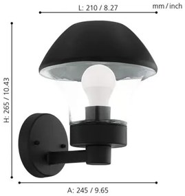 Eglo 33567 - VERLUCCA-C Lampada da parete esterna a LED dimmerabile 1xE27/9W/230V IP44