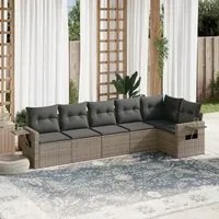 Set Divano da Giardino 6 pz con Cuscini Grigio in Polyrattancod mxl 112856