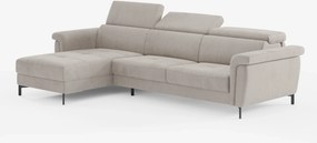 Capri Divano letto angolare con penisola contenitore e poggiatesta reclinabili - elegante tessuto smacchiabile T30