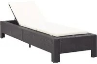 Lettino Prendisole con Cuscino Nero in Polyrattan 46234