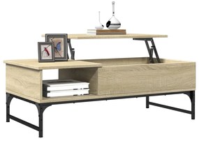Tavolino Salotto Rovere Sonoma 100x50x35 cm Multistrato Metallo