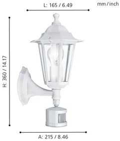 EGLO 22464 - Lampada da esterno con sensore LATERNA 5 1xE27/60W/230V