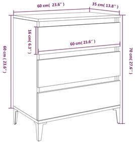 Credenza Grigio Cemento 60x35x70 cm in Legno Multistrato