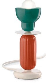 Lumetto Vintage Decò Berimbau Ferro Ceramica Turchese E Arancio Pokè 1 Luce E27