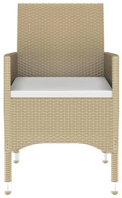 Set da Pranzo Giardino 5 pz Polyrattan e Vetro Temperato Beige