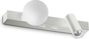 Applique binomio led 6w 600lm 3000k bianco diffusore a sfera e spot...