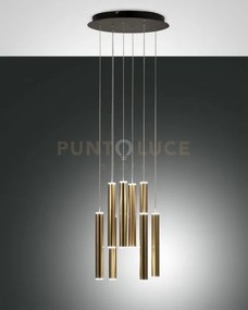 Prado lampadario a sospensione ottone satinato e nero d.40cm 8 luci...
