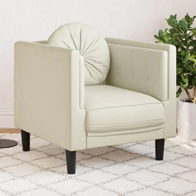 Poltrona Con Cuscino Crema İn Velluto /