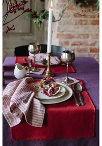 Sottobicchieri di colore rosso-naturale in set di 4 pezzi Red Natural Stripes - Linen Tales