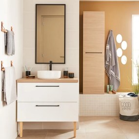Mobile da bagno sotto lavabo SENSEA Remix bianco laminato lucido L 90 x H 58 x P 46 cm 2 cassetti, lavabo non incluso