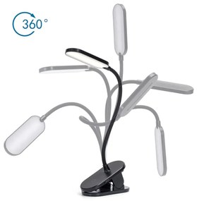 Aigostar - LED Lampada da tavolo ricaricabile dimmerabile con clip LED/2,5W/5V nero