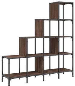 Libreria rovere marrone 122x30x132 cm legno multistrato metallo