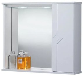 Specchiera da bagno NETTUNO 70 bianco lucido ad 1 anta con luce LED