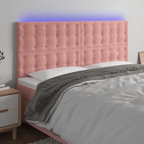 Testiera A Led Rosa 160x5x118/128 Cm İn Velluto /