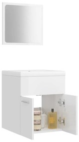 Set mobili da bagno bianco lucido in truciolato