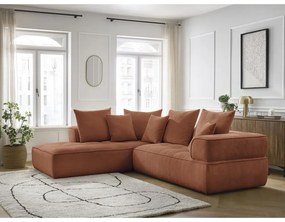 Divano angolare color terracotta (penisola a sinistra/a L) con rivestimento in ciniglia Whesley – Bobochic Paris