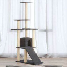 Albero per gatti con tiragraffi in sisal grigio scuro 155 cm