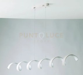 Lampadario a sospensione spirale led helix bianca e argento 30w 252...
