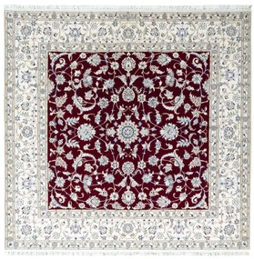 Nain Tappeto 210x210 Rosso (Iran) Annodato A Mano