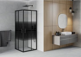 Mexen Rio cabina doccia quadrata 80 x 80 cm, strisce nere, nera - 860-080-080-70-20