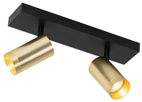 Faretto da soffitto nero con oro regolabile 2 luci - Jeana Luxe