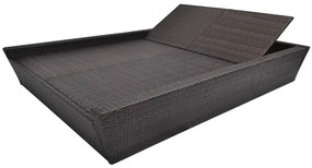 Lettino prendisole da giardino con cuscino polyrattan marrone