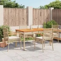 Set da Pranzo da Giardino 5 pz con Cuscini Beige in Polyrattan 3213580